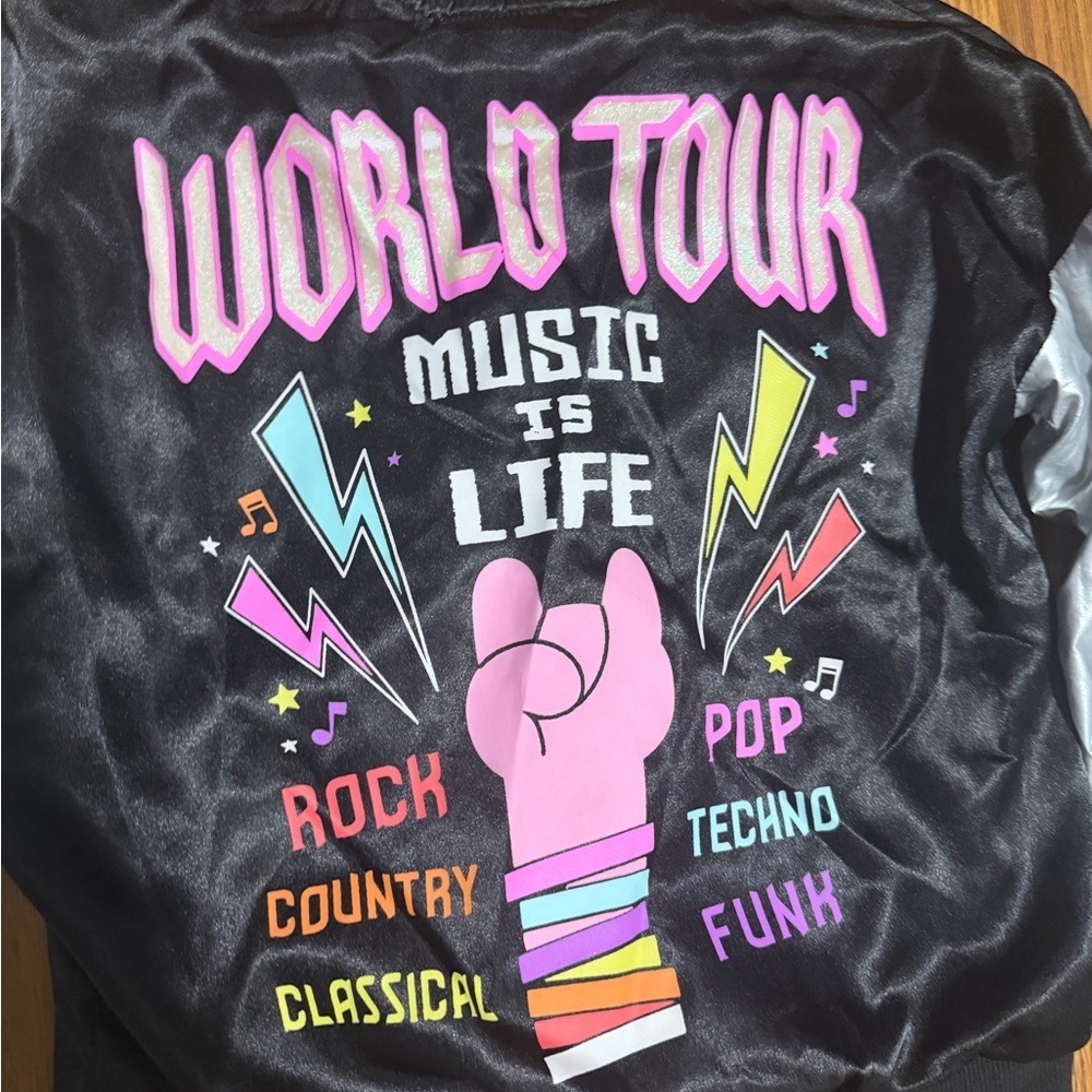 DreamWorks Trolls World Tour girls' metallic bomber jacket size 7/8 - Picture 5 of 7